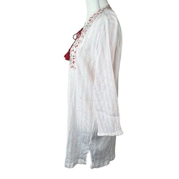 J. By J. Crew Cherry Pink Stripe Dress Cover-up Size S Gauze Cotton - Picture 8 of 13